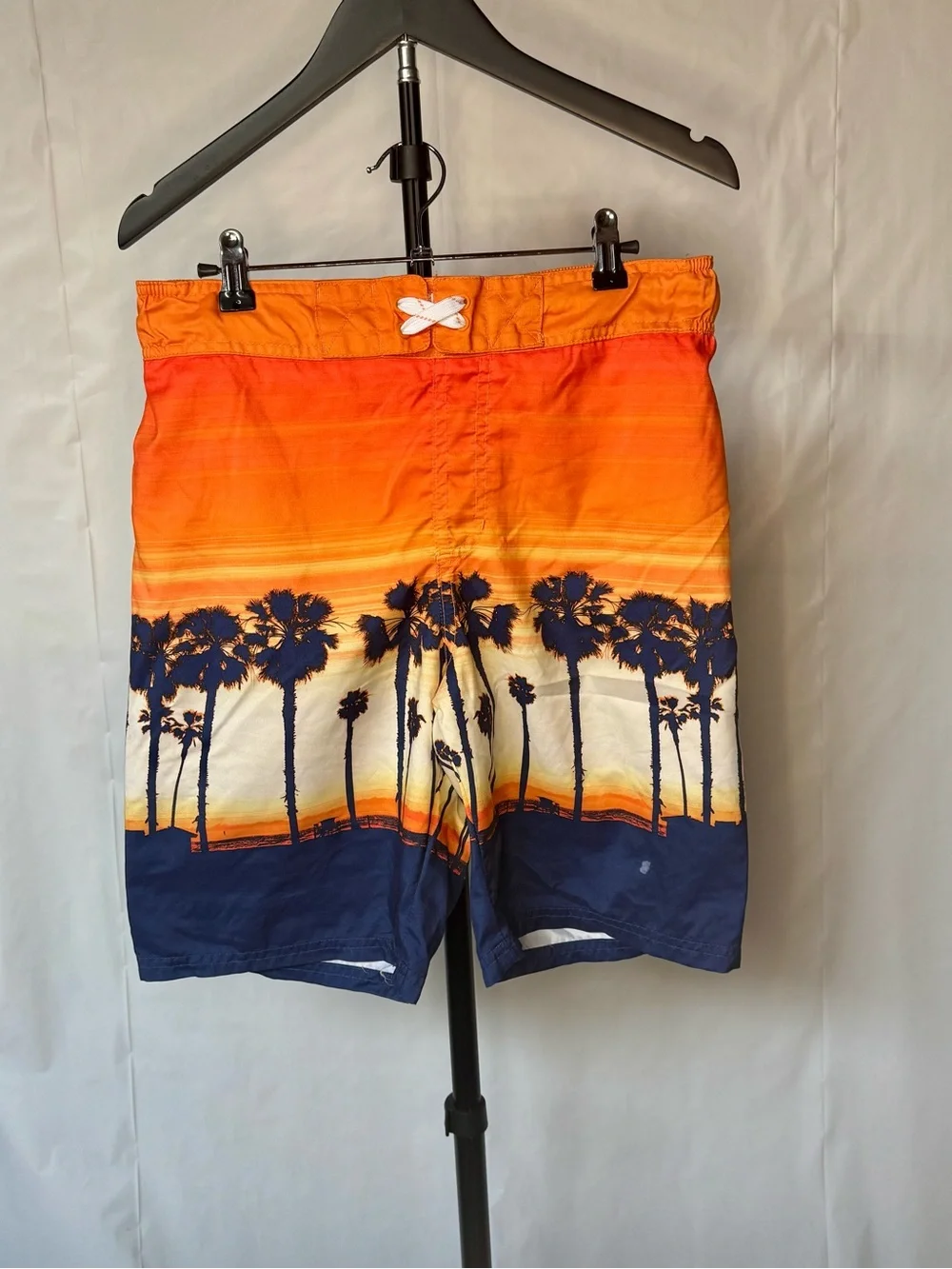 Cat & Jack Orange and Navy Sunset Palm Swim Board Shorts